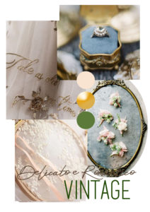 moodboard matrimonio blu vintage