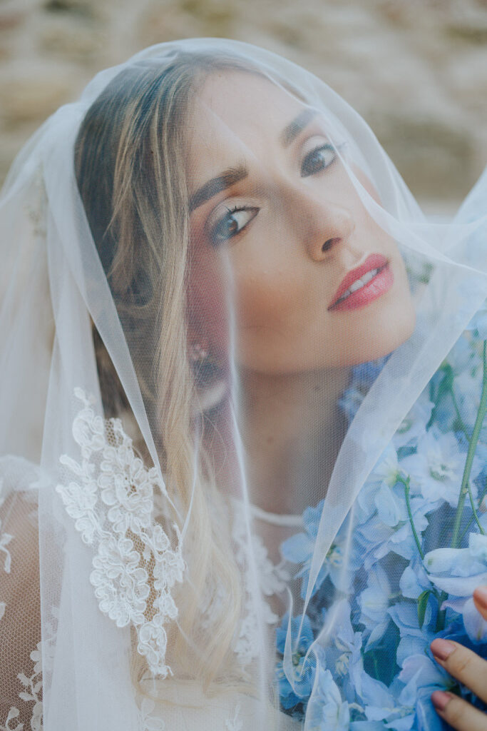 pale blu wedding bouquet bride to be